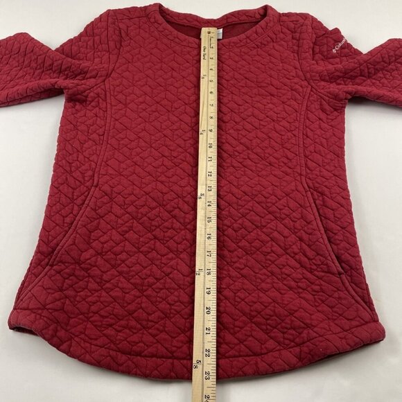 Columbia Lodge Quilted Long Sleeve Sweatshirt Women's S Red Cotton Blend Stretch - Picture 4 of 9